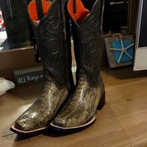 Women's Black Jack ostrich leg cowboy boots
